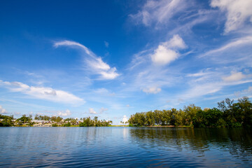 white cloud and blue sky on lake at Bang Tao Beach Phuket