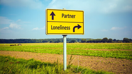 Obraz premium Street Sign Partner versus Loneliness
