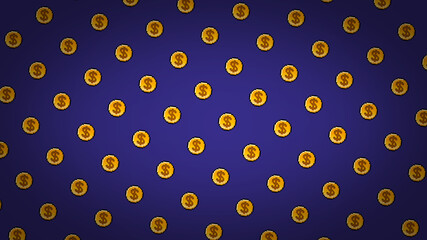 Pixel dollar coin with  on blue background - high res 4K wallpaper