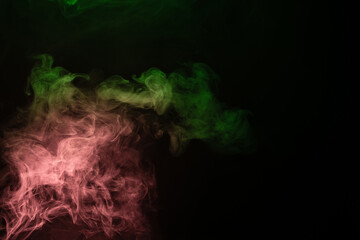 Green and pink steam on a black background.
