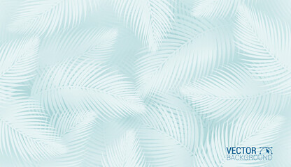 Seamless exotic pattern with tropical white leaves on a Blue background. Vector illustration.