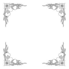 Frame with black and white doodle easter eggs 