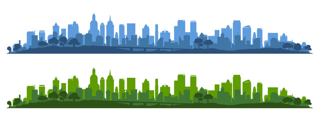 City silhouette, cityscapes, town panorama - vector © dlyastokiv