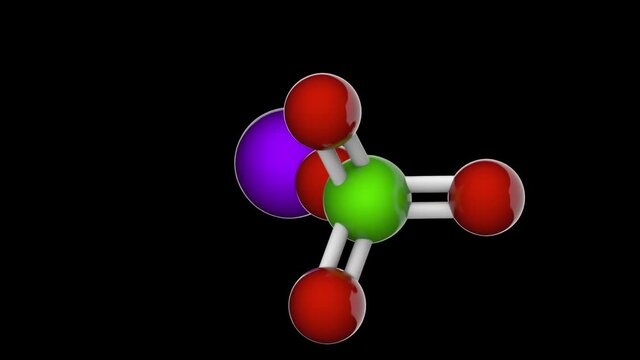 Sodium perchlorate (Sodium hyperchlorate). It is the inorganic compound with the chemical formula NaClO4 or ClNaO4. 3D render. Seamless loop. RGB + Alpha (Transparent) channel.