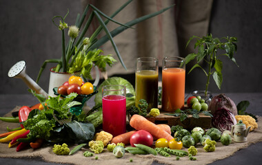 Assortment of fresh fruits and vegetables 