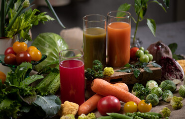 Assortment of fresh fruits and vegetables 