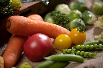 Assortment of fresh fruits and vegetables 