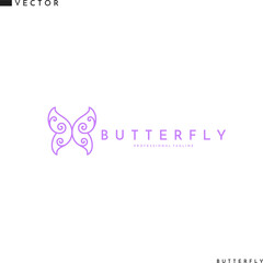 Abstract butterfly logo. Line art 