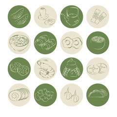 おせち　年賀　素材　アイコン　セット