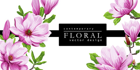 Spring greeting card with magnolia flowers © Maria