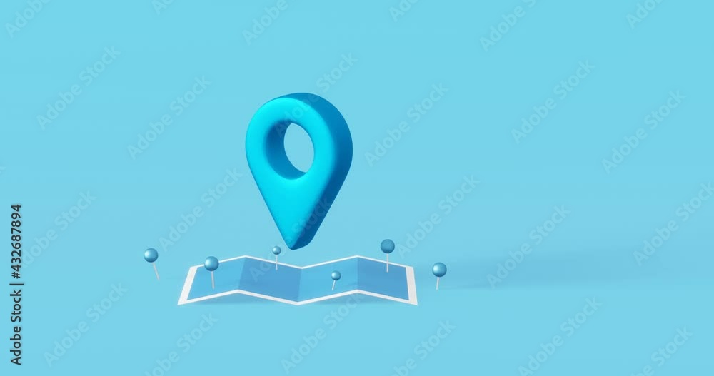 Poster locator mark of map and location pin or navigation icon sign on blue background with search concept.