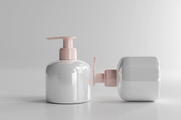 Isolated Cosmetic Pump Bottle Mockup 3D Rendering
