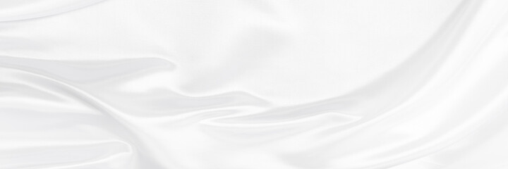 Naklejka premium White gray satin texture that is white silver fabric silk panorama background with beautiful soft blur pattern natural.