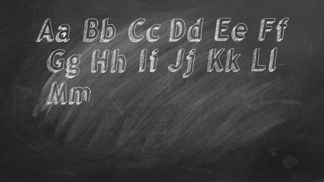 ABC. Hand drawing alphabet on blackboard