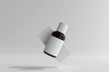 Isolated Cosmetic Bottle and Box 3D Rendering