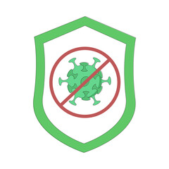 Immune system vector icon logo. Health bacteria virus protection. Medical prevention human germ. Healthy shield.