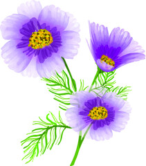 Purple Watercolor Vector Flower