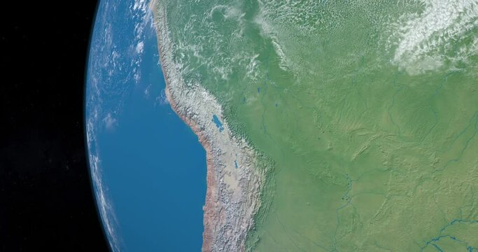 Lake Titicaca in planet earth, aerial view from outer space