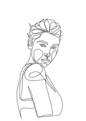 one line continuous drawing portrait of a girl