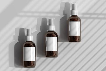 Isolated Amber Glass Cosmetic Spray Bottle 3D Rendering