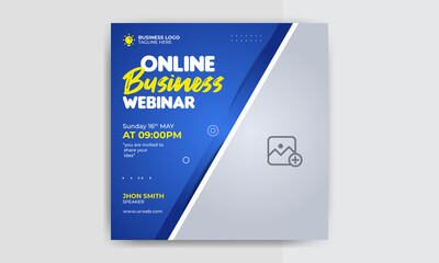 Business live webinar and corporate social media post template