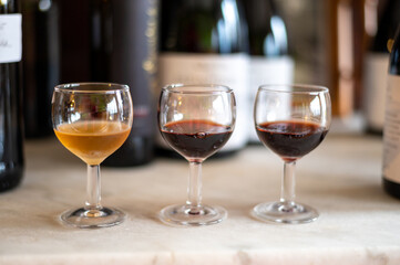 Tasting of Portuguese fortified port wine, produced in Douro Valley, North of Portugal