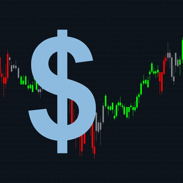 2d rendering Dollar symbol. Dollar sign on dark background.