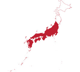 Fototapeta na wymiar Map Flag of Japan isolated on white background. Vector illustration eps 10