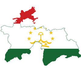 Map Flag of Tajikistan isolated on white background. Vector illustration eps 10