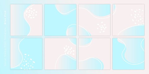 Social Media post template. Set of social media template with pink blue feminine design