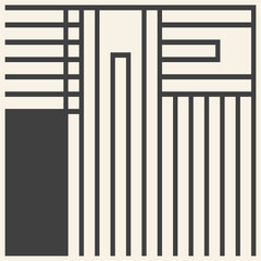 Square poster for social networks, web design. Abstract minimalistic aesthetic background with geometric shapes, stripes, lines. Trendy bright vector illustration in vintage boho style.