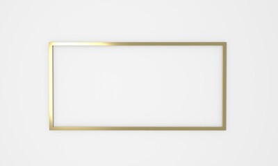 Gold shiny glowing vintage frame with shadows isolated on transparent background. Golden luxury realistic rectangle border. 3d illustration