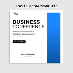 Social media template business conference for social media promotion. business sale promo. webinar. banner offer. photo frame. businessman. webinar
