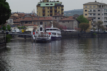 Fototapeta premium characteristic ferry of lake como