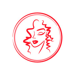 girl face logo. young woman portrait