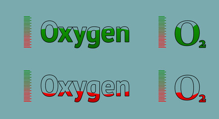 oxygen level high text filled with green color and level low text filled with red color conceptual
