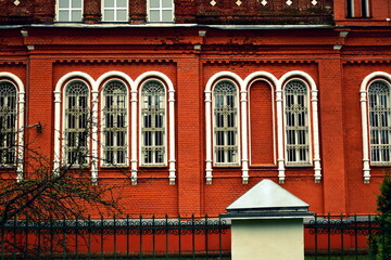 Fototapeta premium old church windows with metal crate