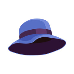 Women's hat in blue on a white background. Vector illustration of clothing.