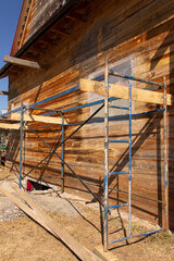 construction site of an eco-friendly wooden house on a sunny day