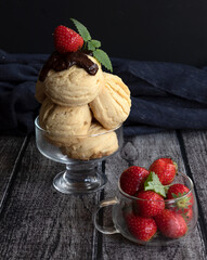 Cookies in the form of ice cream with strawberries. Turkish sweets