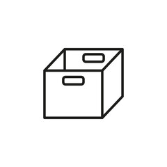 Open cardboard box for office documents storage vector icon. Archive container in line style for web and mobile apps.