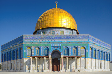 Jerusalem, Israel; May 4th, 2021 -  The Dome of the Rock is an Islamic shrine located on the Temple Mount in the Old City of Jerusalem. 