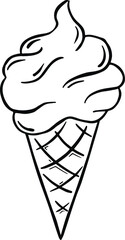 Simple ice cream line icon, doodle vector illustration 