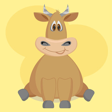Cartoon cow boy, funny image. Vector illustration. Happy funny character vector design