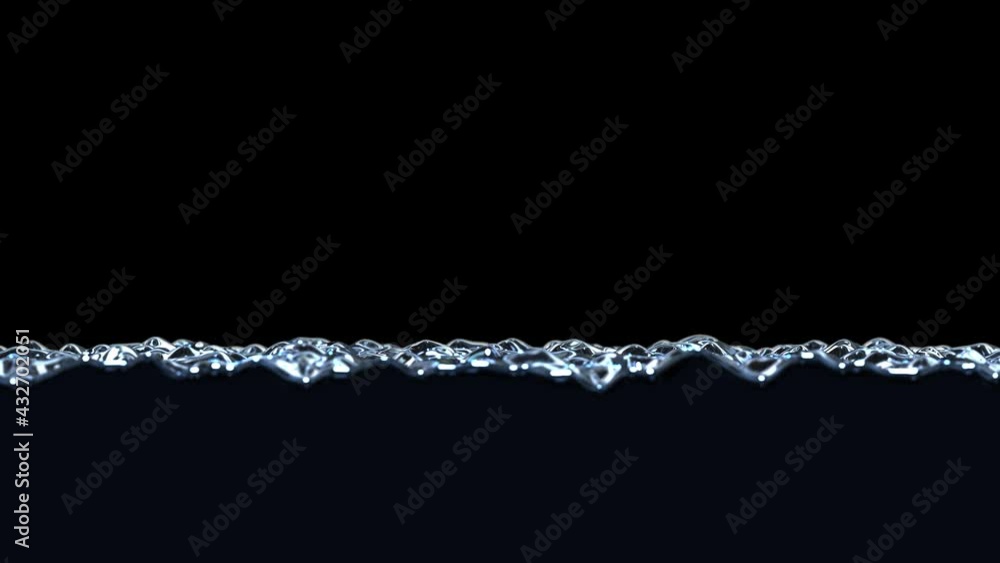 Poster realistic looping 60 fps 3d animation of the dark water splashing against black screen rendered in u