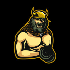 Viking Logo design. Viking Warrior fitness logo vector