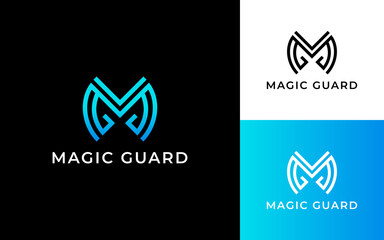 m and g lettermark symbol minimal initial logo design