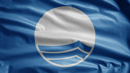 Symbol of blue flag is an international award for ecological beaches and marinas