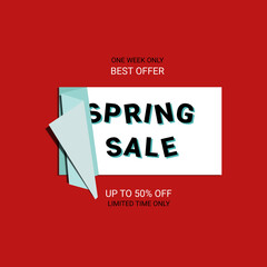 Spring Sale banner. Sale offer price sign. Brush vector banner. Discount text. Vector