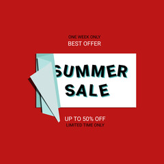 Summer Sale banner. Sale offer price sign. Brush vector banner. Discount text. Vector